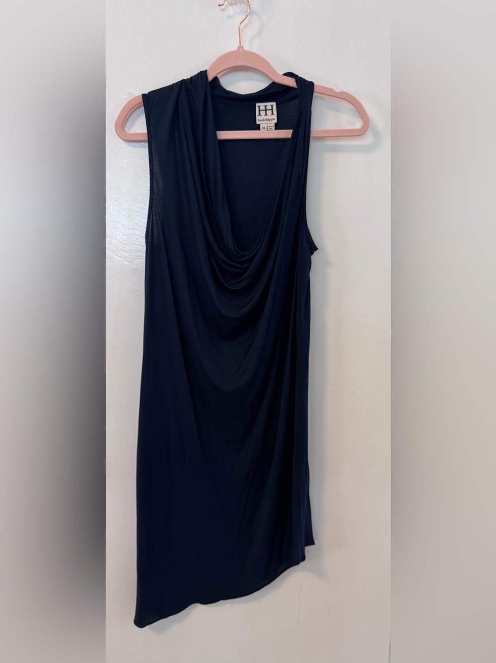 Haute Hippie Sleek Black Asymmetrical Drape Dress